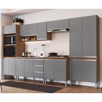 Cozinha Modulada Athena 6 Peças 2 Balcões 2 Armários Torre Quente e Paneleiro Cinza/Freijó Cozinha Modulada Athena 6 Peças 2 Balcões 2 Armários Torre Quente e Paneleiro Cinza/Freijó