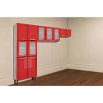 Cozinha Modulada Bertolini Colors 3 Peças (2Aéreos+1Paneleiro) CPT81 Branco/Vermelho - Bertolini
