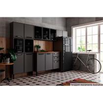 Cozinha Modulada Bertolini Estilo 4 Peças (2 Armários + 1 Balcão + 1 Paneleiro) C4P97 Cinza/Grafite