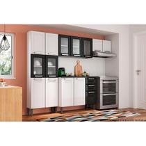 Cozinha Modulada Bertolini Múltipla 4 Peças (2 Armários + 1 Balcão + 1 Paneleiro) C4P83 Branco/Preto Cozinha Modulada Bertolini Múltipla 4 Peças (2 Armários + 1 Balcão + 1 Paneleiro) C4P83 Branco/Preto