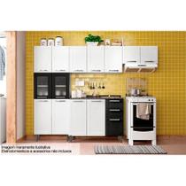 Cozinha Modulada Bertolini Múltipla 4 Peças (2 Armários + 1 Balcão + 1 Paneleiro) C4P86 Branco/Preto