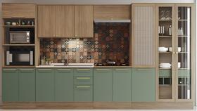 Cozinha Modulada Botanic Completa 7 Peças Nogueira Verde Oliva
