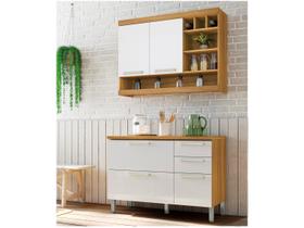 Cozinha Modulada Burguesa MDF Com Balcão Marrom Freijó Branco Cozinha Modulada Burguesa MDF Com Balcão Marrom Freijó Branco