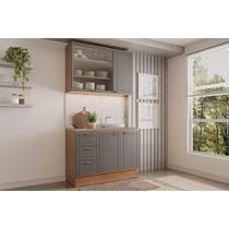 Cozinha Modulada Carraro 2 Peças Bella C2P47 Nogal/Cinza Cozinha Modulada Carraro 2 Peças Bella C2P47 Nogal/Cinza