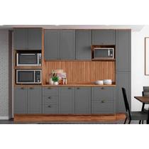 Cozinha Modulada Carraro 9 Peças Bella C9P24 Nogal/Cinza Cozinha Modulada Carraro 9 Peças Bella C9P24 Nogal/Cinza