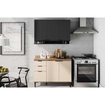 Cozinha Modulada Carraro Alpha Alpha 2 Peças (1Aéreo+1Balcão) C2P53 Freijo/Off White/Preto-Carraro Cozinha Modulada Carraro Alpha Alpha 2 Peças (1Aéreo+1Balcão) C2P53 Freijo/Off White/Preto-Carraro