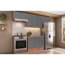 Cozinha Modulada Carraro Bella 4 Peças (3Aéreos+1Balcão) C4P173 Nogal/Cinza-Carraro