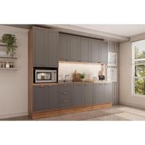 Cozinha Modulada Carraro Bella 5 Peças (2Aéreos+2Balcões+1Paneleiro) C5P119 Nogal/Cinza-Carraro