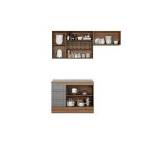Cozinha Modulada Carraro Bella Carraro 3 Peças C3P24 Nogal/Cinza Cozinha Modulada Carraro Bella Carraro 3 Peças C3P24 Nogal/Cinza