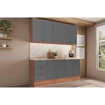 Cozinha Modulada Carraro Bella Carraro 4 Peças C4P252 Nogal/Cinza Cozinha Modulada Carraro Bella Carraro 4 Peças C4P252 Nogal/Cinza