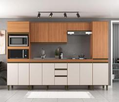 Cozinha Modulada Cecilia 6 Peças com Aéreo Balcão Cooktop e Paneleiro Freijó/off White J Carvalho Cozinha Modulada Cecilia 6 Peças com Aéreo Balcão Cooktop e Paneleiro Freijó/off White J Carvalho