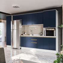 Cozinha Modulada Celeste Kappesberg 100% MDF Branco/Azul 360cm Cozinha Modulada Celeste Kappesberg 100% MDF Branco/Azul 360cm
