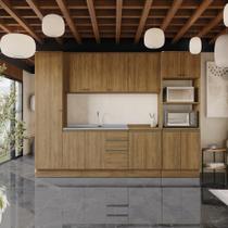 Cozinha Modulada Celeste Kappesberg 100% MDF Nogueira 300cm Cozinha Modulada Celeste Kappesberg 100% MDF Nogueira 300cm