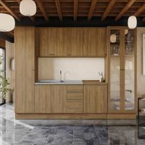 Cozinha Modulada Celeste Kappesberg 100% Mdf Nogueira 300cm Cozinha Modulada Celeste Kappesberg 100% Mdf Nogueira 300cm