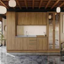Cozinha Modulada Celeste Kappesberg 100% MDF Nogueira 302cm Cozinha Modulada Celeste Kappesberg 100% MDF Nogueira 302cm
