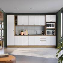 Cozinha Modulada Celeste Kappesberg 100% MDF Nogueira/Branco 340cm Cozinha Modulada Celeste Kappesberg 100% MDF Nogueira/Branco 340cm