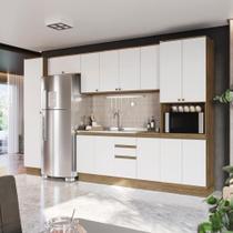 Cozinha Modulada Celeste Kappesberg 100% MDF Nogueira/Branco 360cm Cozinha Modulada Celeste Kappesberg 100% MDF Nogueira/Branco 360cm