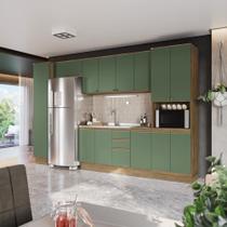 Cozinha Modulada Celeste Kappesberg Mdf Nogueira/verde 360cm
