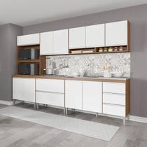 Cozinha Modulada com Armário Torre Quente Sabrina 280x202cm 5 Peças Branco Avelã MENU