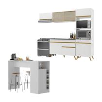 Cozinha Modulada Com Bancada Americana Veneza Multimóveis Mp2208 Branco/dourado Branco/dourado Cozinha Modulada Com Bancada Americana Veneza Multimóveis Mp2208 Branco/dourado Branco/dourado