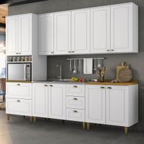Cozinha Modulada com Pés 271,5cm 11 Portas 5 Gavetas Americana Henn - Branco/Nature Cozinha Modulada com Pés 271,5cm 11 Portas 5 Gavetas Americana Henn - Branco/Nature