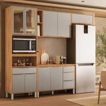 Cozinha Modulada com Vidro Reflecta 4 Peças em MDF Plena Demóbile Cozinha Modulada com Vidro Reflecta 4 Peças em MDF Plena Demóbile