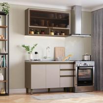 Cozinha Modulada Compacta 120cm 3 Portas 3 Gavetas Connect Henn - Duna/Cristal