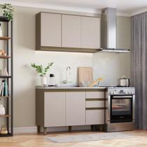 Cozinha Modulada Compacta 120cm 5 Portas 3 Gavetas Connect Henn - Duna/Cristal