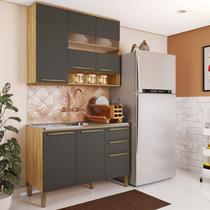 Cozinha Modulada Compacta 2 Peças 6 Portas 2 Gavetas sem Tampo com Vidro Reflecta 100% Mdf Itália Es