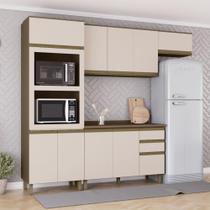 Cozinha Modulada Compacta 251,5cm 9 Portas 3 Gavetas Connect Henn - Duna/Cristal