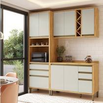 Cozinha Modulada Compacta 3 Peças 8 Portas e 5 Gavetas 100% Mdf 190cm Barbados Espresso Móveis