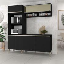 Cozinha Modulada Compacta 3 Peças com Paneleiro Armário Balcão Tampo e Vidro Veneza Luciane Móveis