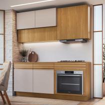 Cozinha Modulada Compacta 4 Peças 7 Portas 1 Gaveta Ripada Fecho Click 180cm com Rodapé Tampo e Balc Cozinha Modulada Compacta 4 Peças 7 Portas 1 Gaveta Ripada Fecho Click 180cm com Rodapé Tampo e Balc