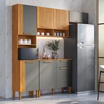 Cozinha Modulada Compacta 4 Peças 7 Portas e 1 Gaveta 221cm 100% MDF Viena Espresso Móveis