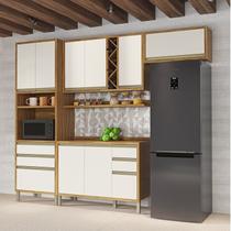 Cozinha Modulada Compacta 4 Peças 9 Portas 5 Gavetas e Tampo 100% Mdf Barbados Espresso Móveis