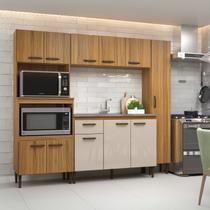 Cozinha Modulada Compacta 4 Peças Berlim Marrom/Ipê/Cristalo Cozinha Modulada Compacta 4 Peças Berlim Marrom/Ipê/Cristalo