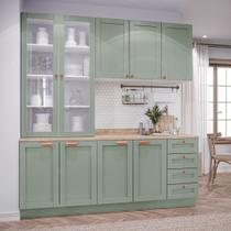 Cozinha Modulada Compacta 4 Peças com Armário Aéreo 2 Portas Vidro Arizona CabeCasa MadeiraOriginals Cozinha Modulada Compacta 4 Peças com Armário Aéreo 2 Portas Vidro Arizona CabeCasa MadeiraOriginals
