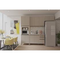 Cozinha Modulada Compacta 4 Peças com Tampo e Espaço para Forno e Micro-ondas Linea Luciane Móveis