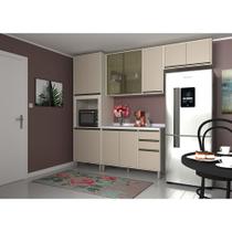 Cozinha Modulada Compacta 4 Peças com Tampo e Vidro Reflecta Linea Luciane Móveis