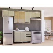 Cozinha Modulada Compacta 4 Peças Com Tampo Linea Luciane Mó Pátina Ff-mocca Laca