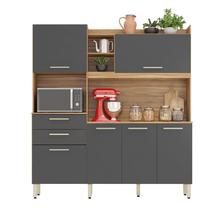 Cozinha Modulada Compacta 6 Portas 2 Gavetas Select 96211 Demóbile Amêndola Touch/ Grafito
