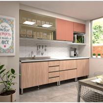 Cozinha Modulada Compacta 7 PeAas sem Tampo de 120 Branco com Cumaru e Gaia PArola Luciane MA³veis