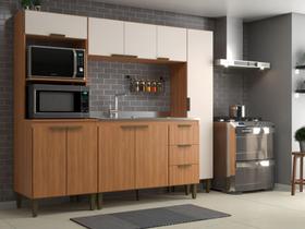 Cozinha Modulada Compacta Bia 4 Pecas Com Paneleiro Torre Quente e Aéreo Freijó/off White