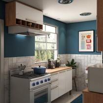 Cozinha Modulada Compacta com 2 Peças 4 Portas 2 Gavetas e Mini Adega 100% MDF Itália