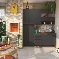 Cozinha Modulada Compacta com 3 Peças 10 Portas 2 Gavetas Vidro Reflecta e Tampo 100% MDF Itália - Espresso Móveis