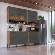 Cozinha Modulada Compacta com 4 Peças 7 Portas e Vidro Reflecta 100% MDF Vicenza