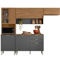 Cozinha Modulada Compacta com 8 Portas e 2 Gavetas Olga Amendola/Grafito Cozinha Modulada Compacta com 8 Portas e 2 Gavetas Olga Amendola/Grafito