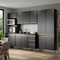 Cozinha Modulada Compacta com Aéreo 4 peças 2,80m Essenza Móvel na Caixa Cozinha Modulada Compacta com Aéreo 4 peças 2,80m Essenza Móvel na Caixa