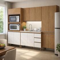 Cozinha Modulada Compacta com Aéreo 4 peças 2,80m Essenza Móvel na Caixa Cozinha Modulada Compacta com Aéreo 4 peças 2,80m Essenza Móvel na Caixa