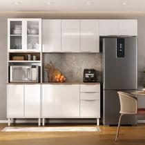Cozinha Modulada Compacta em Aço 4 Peças 12 Portas 2 Gavetas Paneleiro Nicho Forno Renova Itatiaia Branco